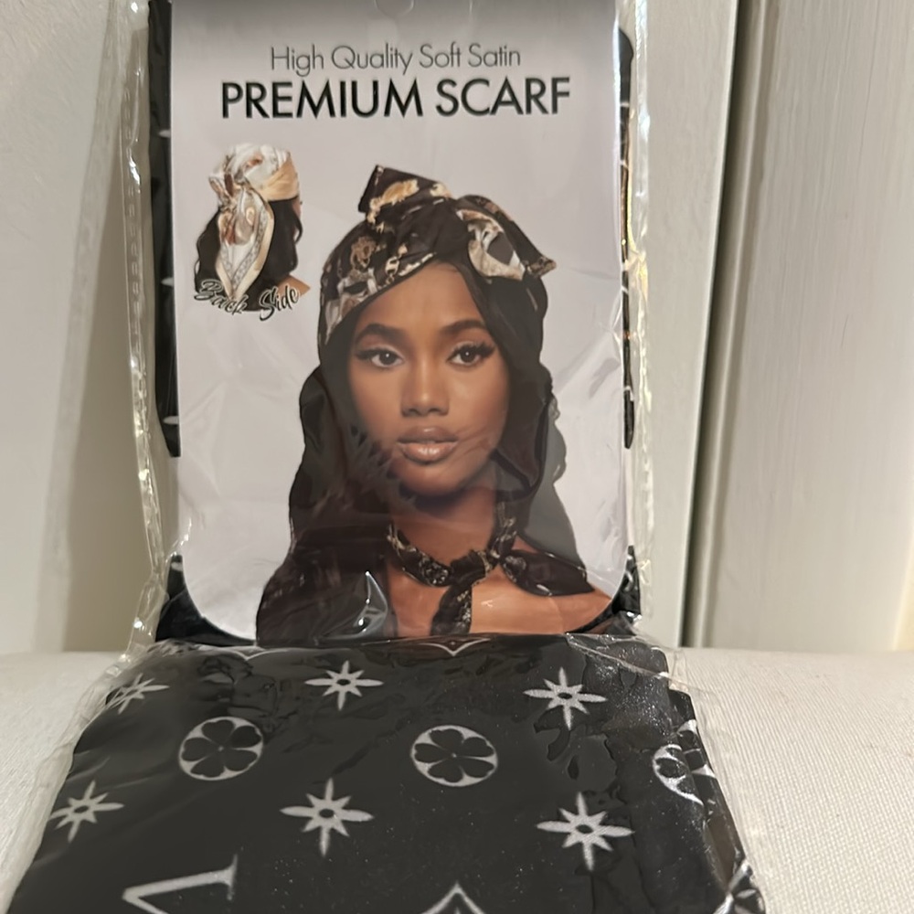 Premium Black and White Satin Scarf